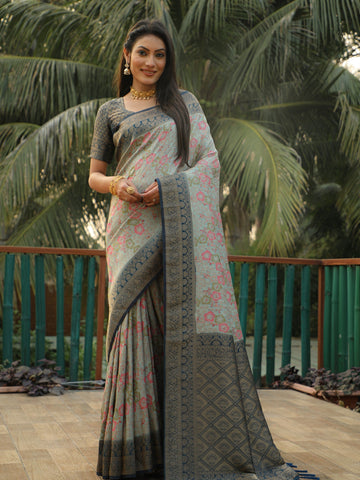 Dual Tone Kanjivaram Zari Work Saree