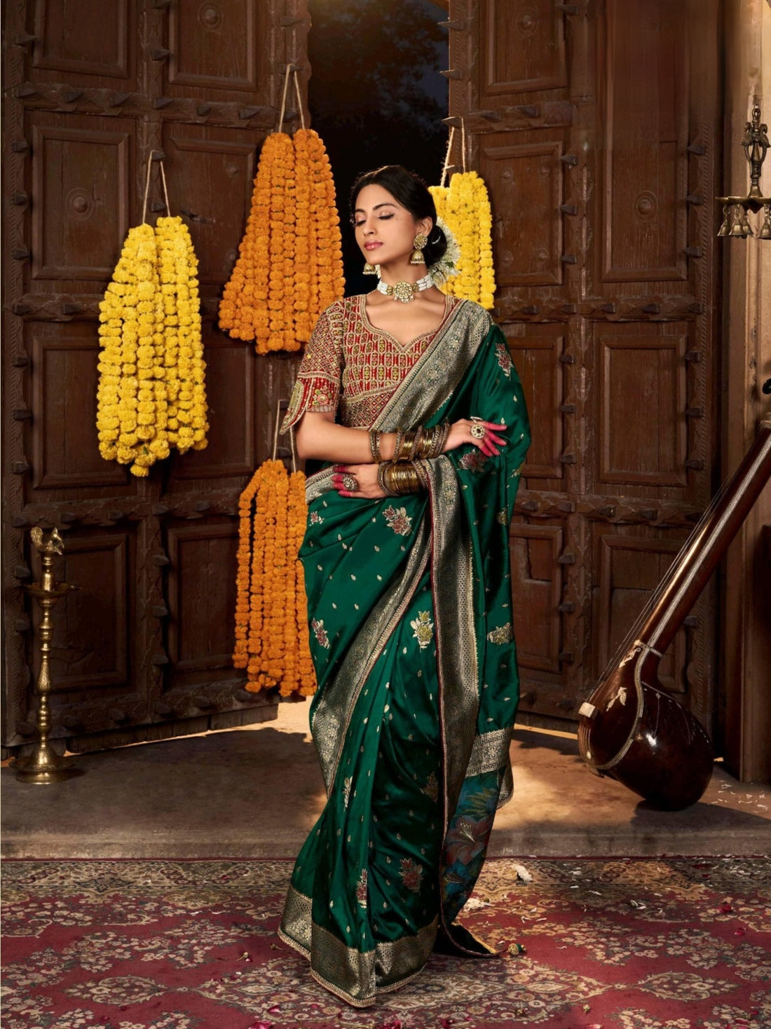 Designer Limited Edition Wedding Special Silk Saree Green