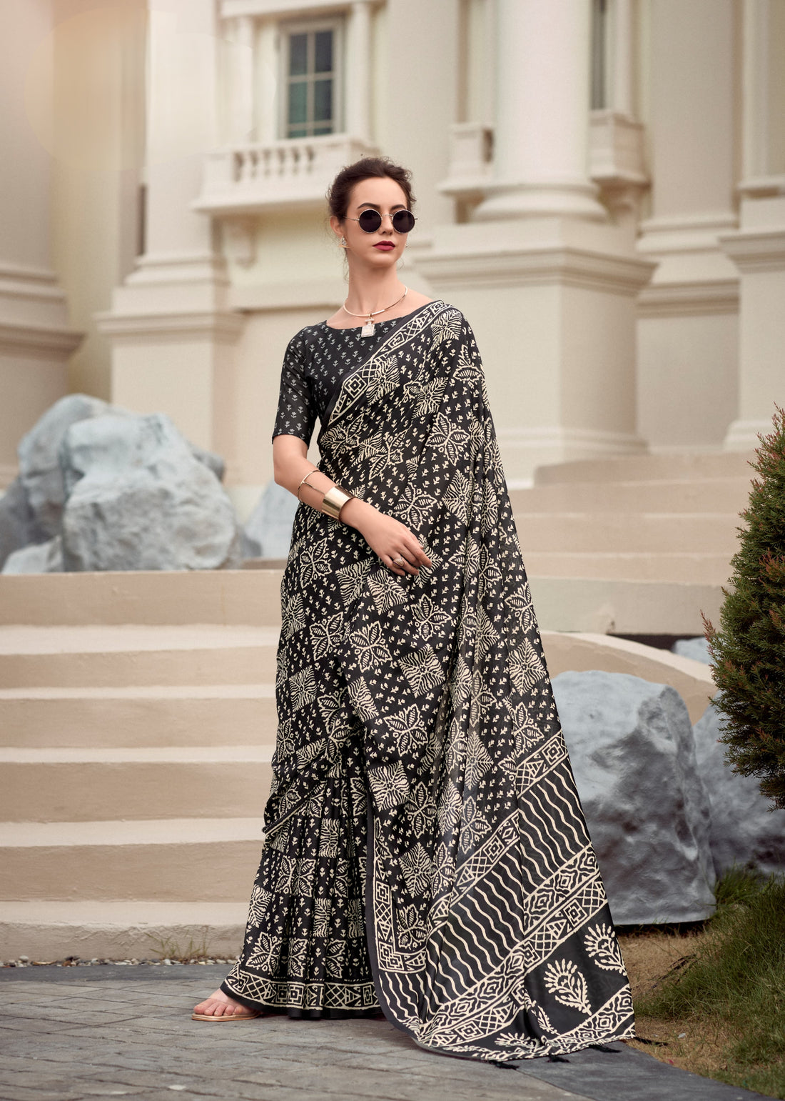 Black Mal - Mal Resham Silk Saree