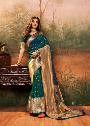 Green Pure Zari Paithani Silk Saree