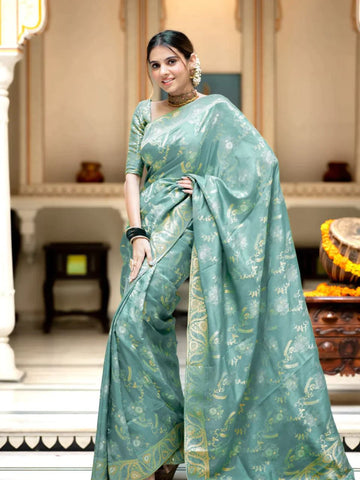 Zari Banarasi Silk Saree Sea Blue