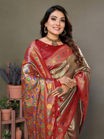 Banarasi Tissue Silk Saree With Zari Weaving Work