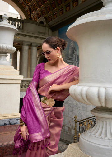 Rose Gold Pure Tissue Designer Saree