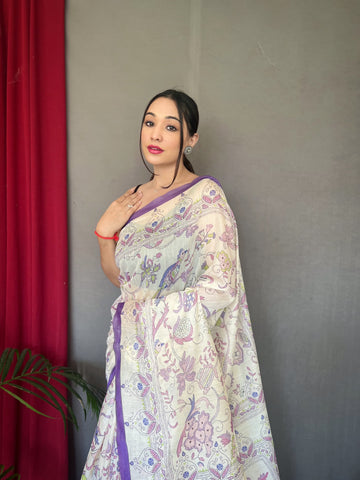 Purple Malai Cotton Saree