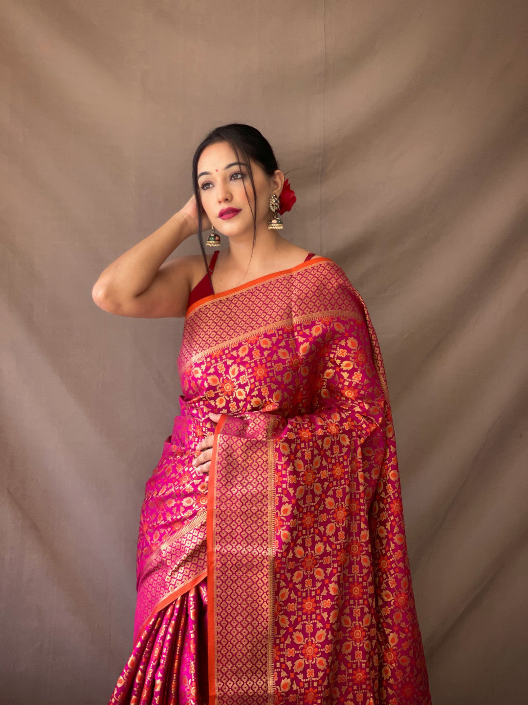 Magenta Patola Kanjivaram Silk Saree