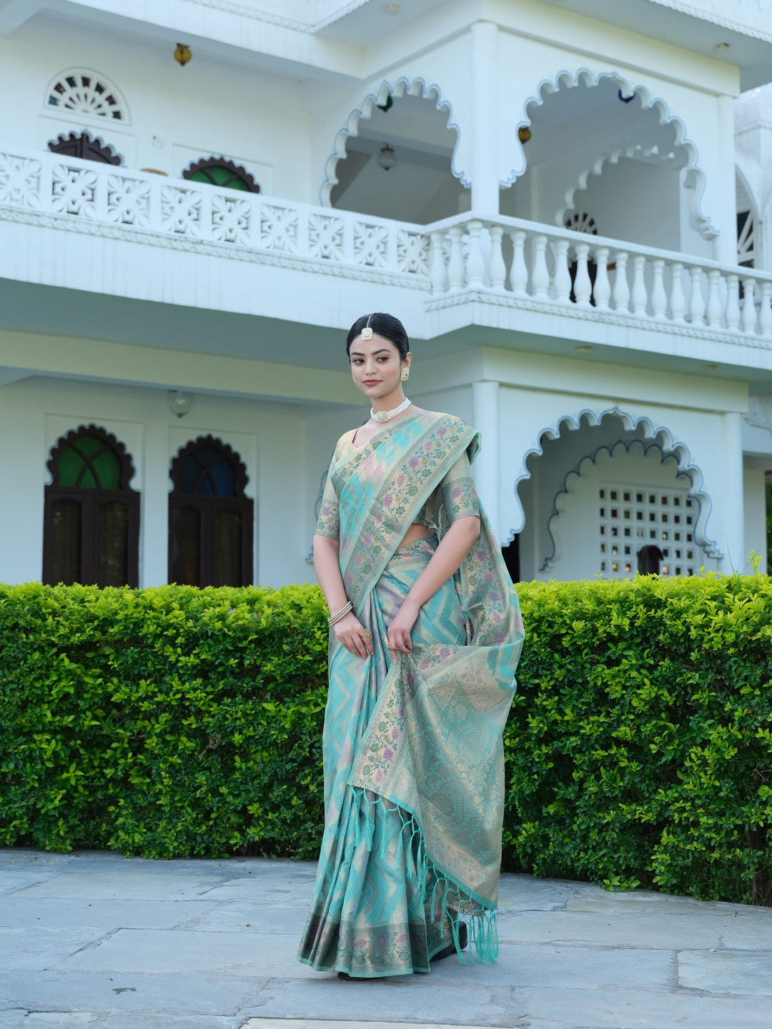 Sea Green Soft Organza Silk Saree