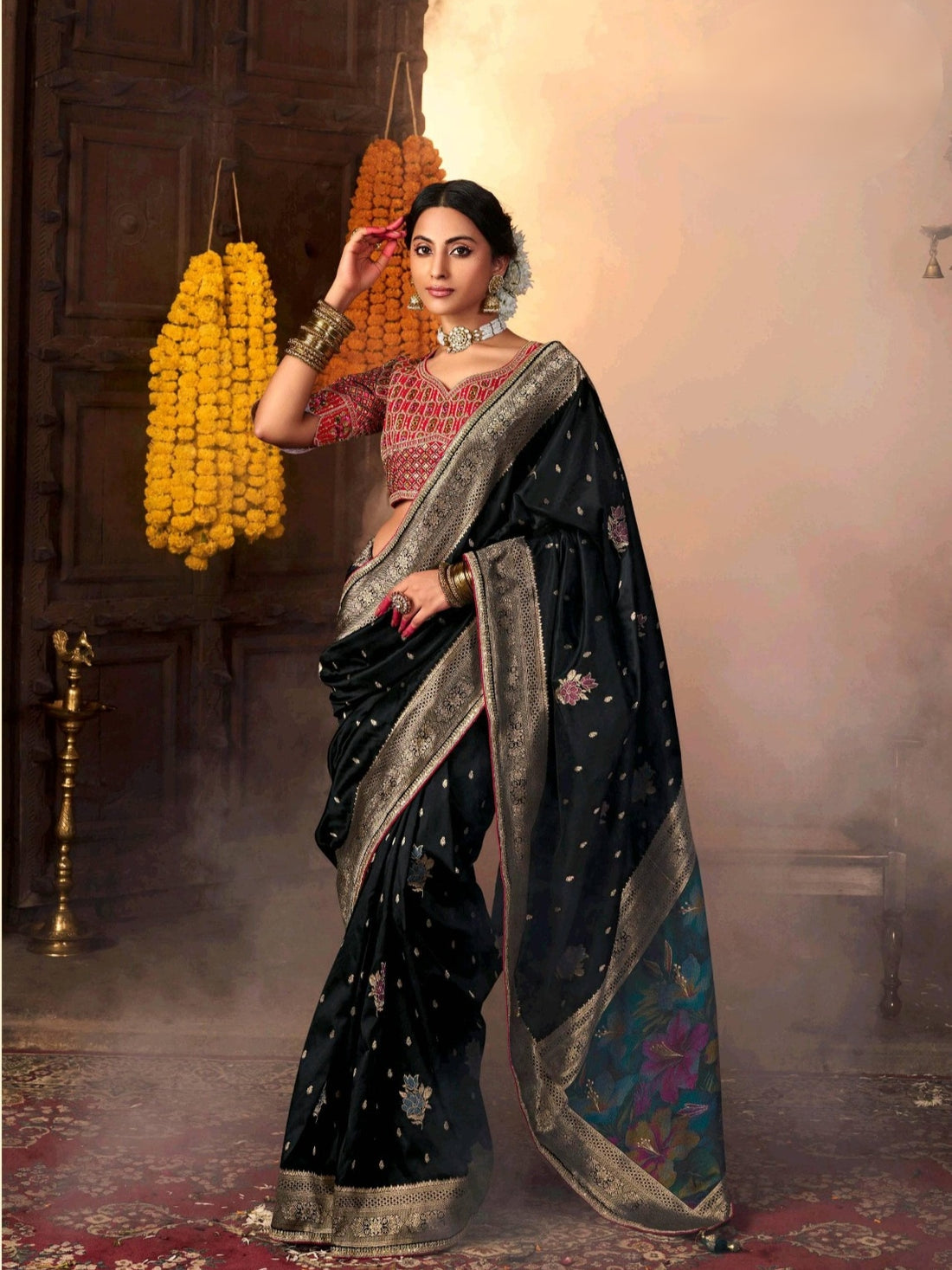 Designer Limited Edition Wedding Special Silk Saree Black