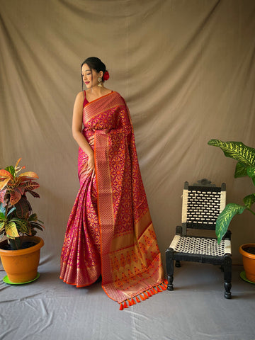 Magenta Patola Kanjivaram Silk Saree