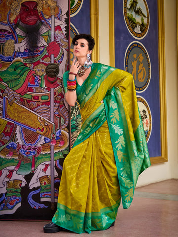 Mustard Yellow Banarasi Silk Saree