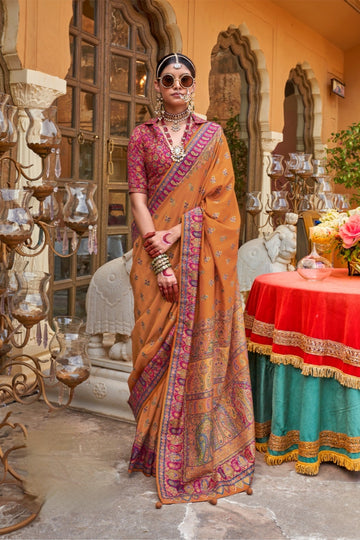 Yellow Silk Saree With Zari Weaving Border