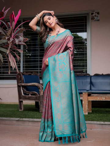 Dual Tone Ikkat Patola Kanjivaram Saree