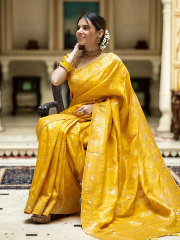 Zari Banarasi Silk Saree Yellow