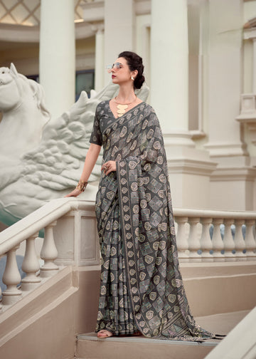 Grey Mal - Mal Resham Silk Saree