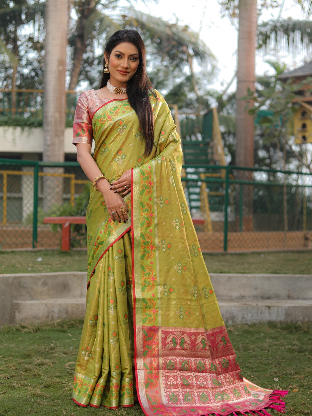 Mehndi Soft Organza Silk Saree