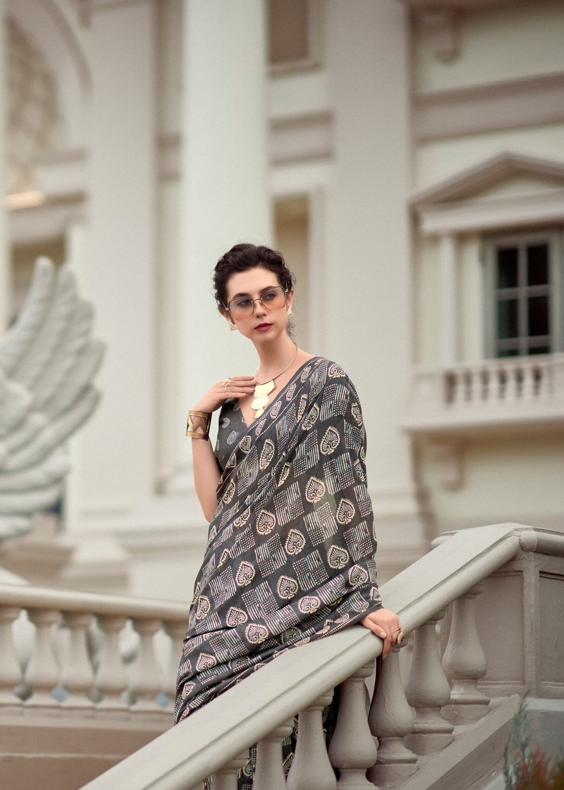 Grey Mal - Mal Resham Silk Saree