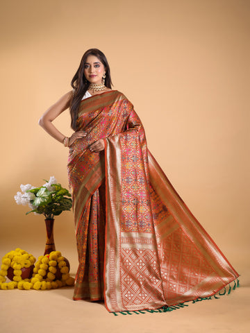 Classis Orange Banarasi Silk Saree