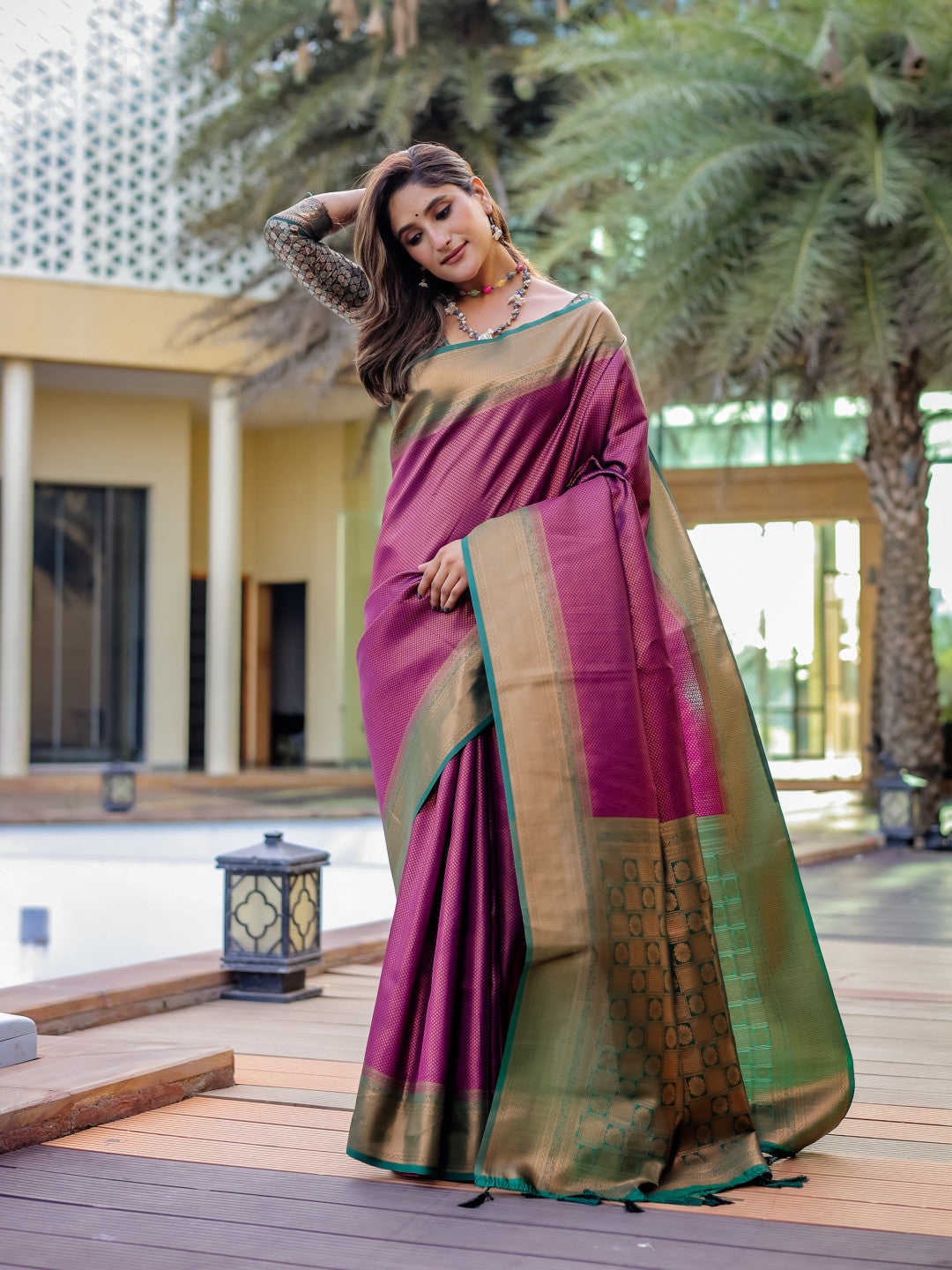 Wine Kanjivaram Pattu Zari Saree