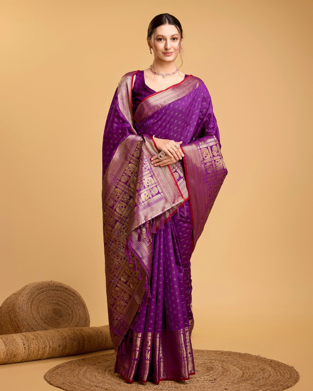 Purple Banarasi Silk Saree