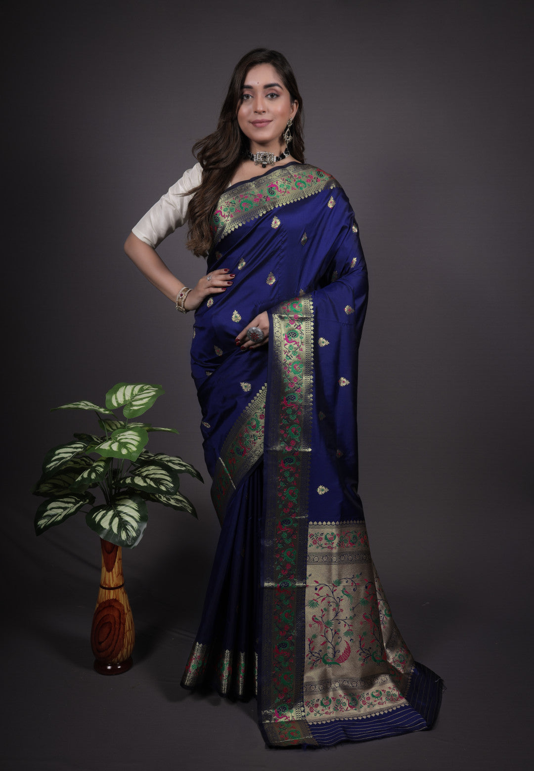 Blue Paithani Zari Weaving Silk Saree