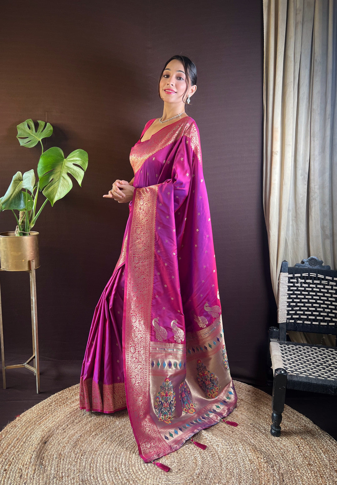 Magenta Paithani Silk Saree