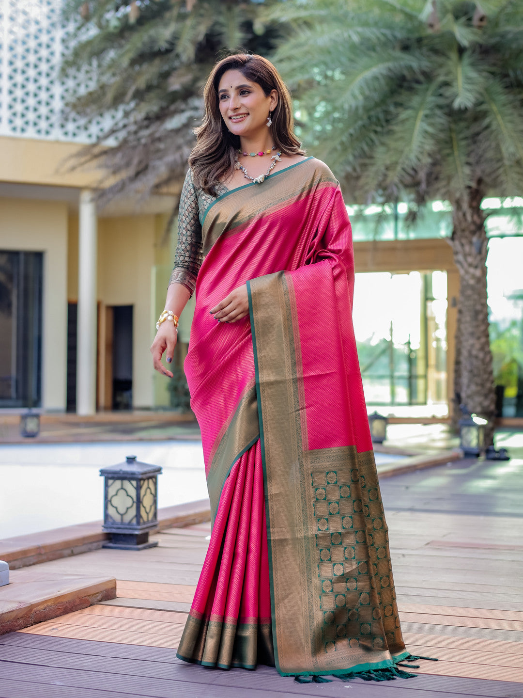 Pink Kanjivaram Pattu Zari Saree