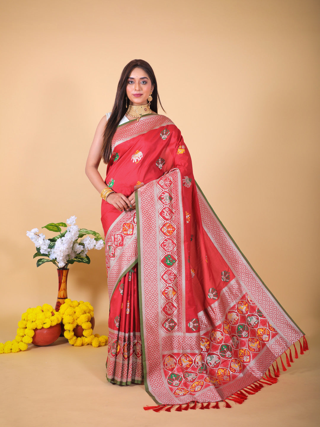 Royal Red Soft Banari Silk Saree