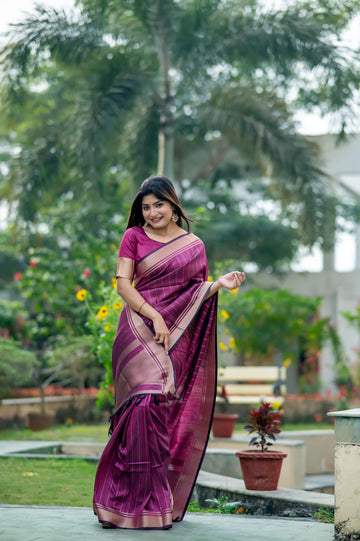 Rani Pink Soft Banarasi Silk Saree