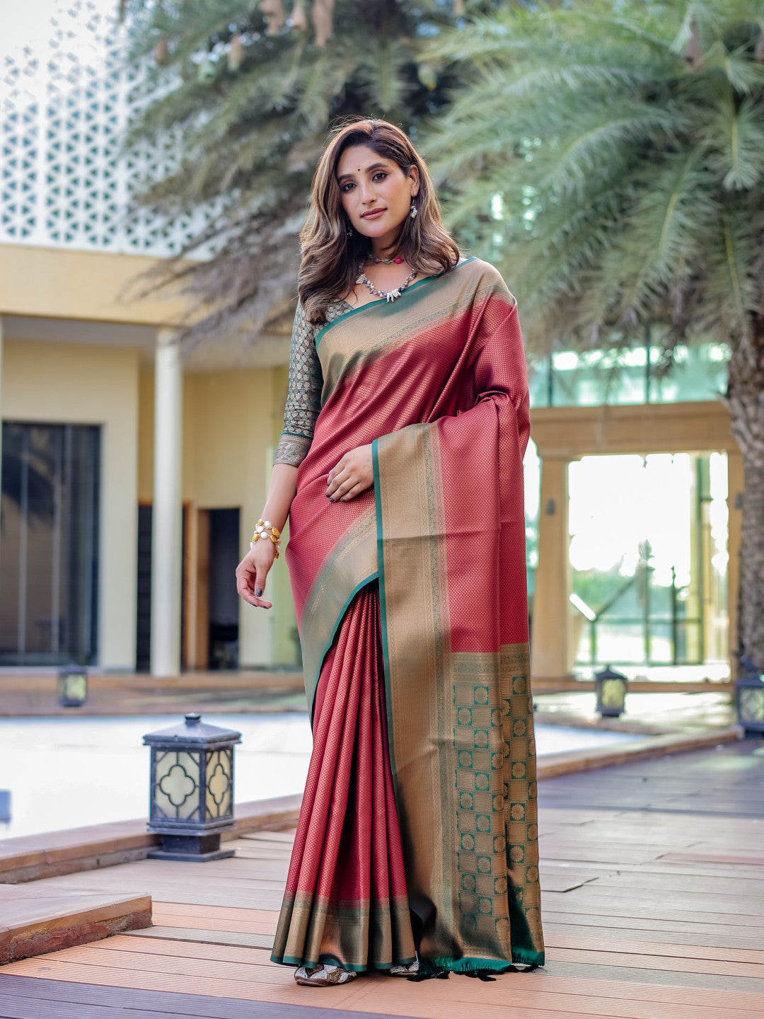 Maroon Kanjivaram Pattu Zari Saree